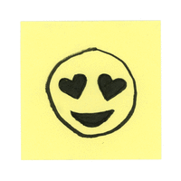 Heart eyes emoji sticky note sketch